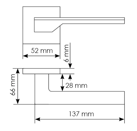 Ручка дверная PIERRES MH-49-S6 BL раздельная на квадратной розетке, цвет черный, ЦАМ Light
