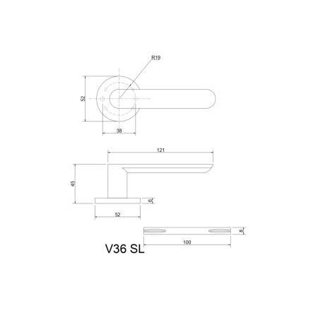 Ручки дверные алюминиевые V36SG SL (сатин золото)
