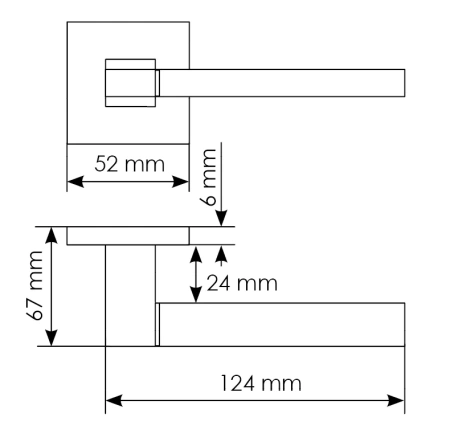 Ручка дверная YSTAD MH-47-S6 SC/CP на квадртаной накладке, цвет мат.хром/хром, ЦАМ