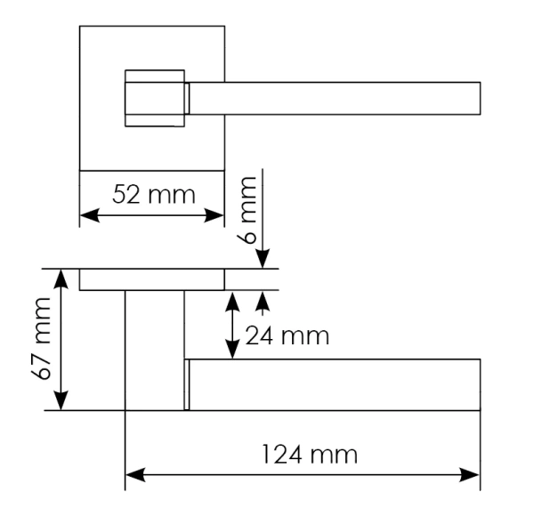 Ручка дверная YSTAD MH-47-S6 SC/CP на квадртаной накладке, цвет мат.хром/хром, ЦАМ