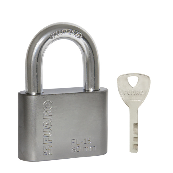 Замок Fuaro (Фуаро) навесной PL-WEATHER-1550 Nickel 4 fin key ( PL-15-50) диск. /блистер