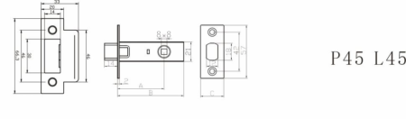 Защелка межкомнатная L45AB (бронза)