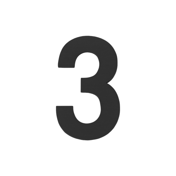 Цифра Fuaro (Фуаро) &quot 3&quot самоклеящаяся SS304 (50х30) (FUARO) BL черный