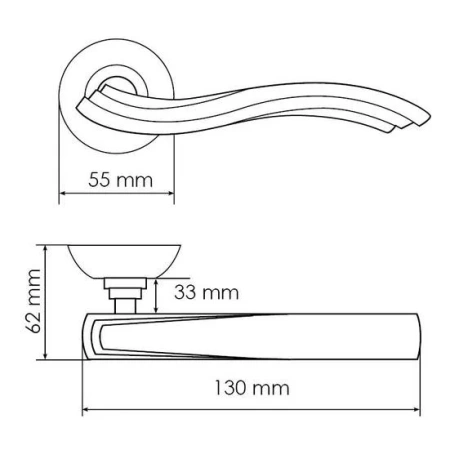 Ручка дверная МИРАЖ MH-14 SN/CP раздельная на круглой розетке, цвет бел.никель/хром, ЦАМ