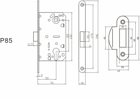 Замок под цилиндр пластиковый P85SN (мат.никель)