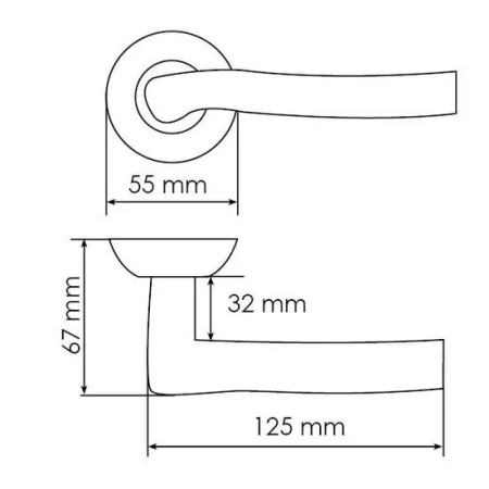 Ручка дверная ФОНТАН MH-04 SN/BN раздельная на круглой розетке, цвет бел.никель/черн. никель, ЦАМ