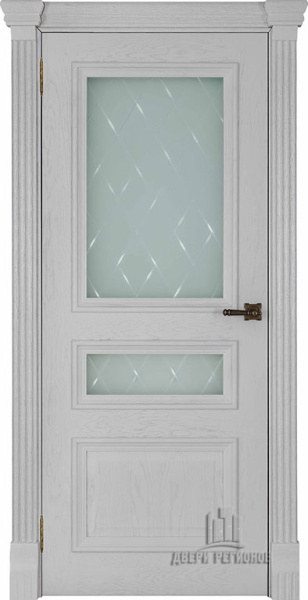 Дверь межкомнатная Барселона Квадро (широкий фигурный багет) натуральный шпон дуб perla остекленная 600x2000 Steklo Kvadro