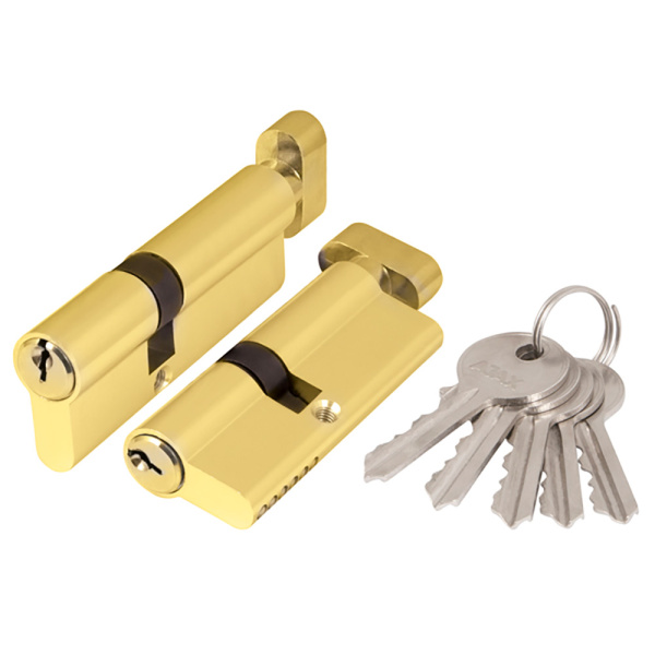 Цилиндровый Ajax (Аякс) механизм (AX102/60) AX1002Knob60 (25+10+25) PB латунь с вертушкой