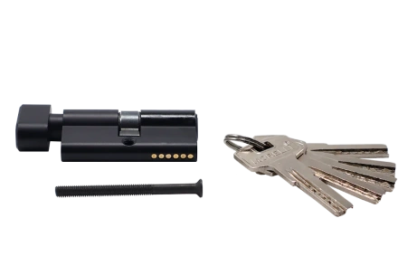 Ключевой цилиндр высокой секретности HS 60CK BL с заверткой (60мм), цвет - черный