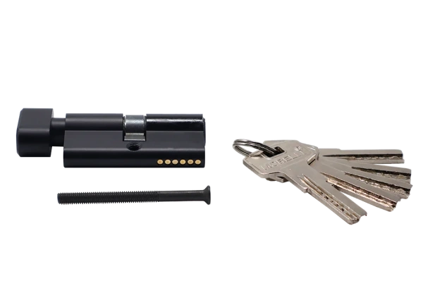 Ключевой цилиндр высокой секретности HS 60CK BL с заверткой (60мм), цвет - черный