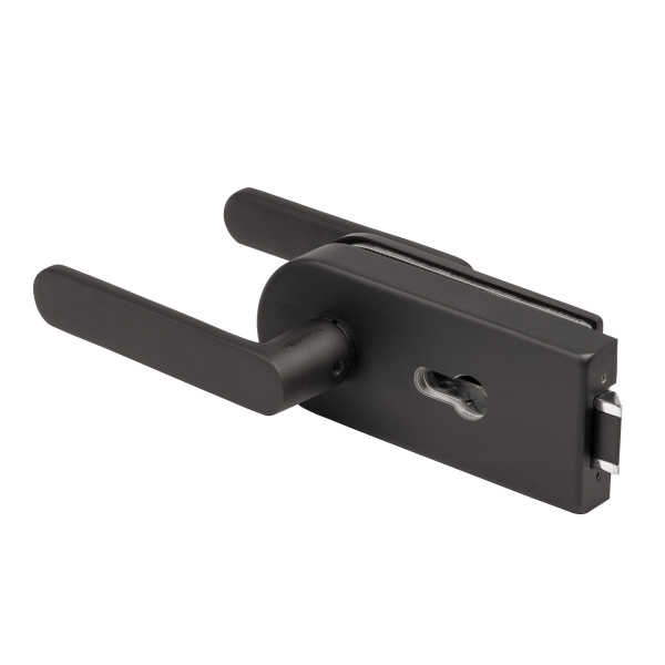 Комплект: замок+ручка Armadillo (Армадилло) для стеклянной двери Space.GL.LPZ BL черный