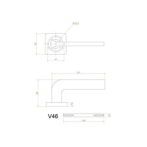 Ручки дверные V46L-2  (матовый хром)