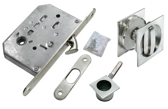 Комплект для раздвижных дверей MHS-2 WC SC с замком, цвет мат.хром, ЦАМ