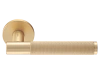 Ручка дверная AZRIELI MH-57-R6T MSG раздельная на круглой розетке 6 мм, цвет - мат. сатин. золото, ЦАМ Light