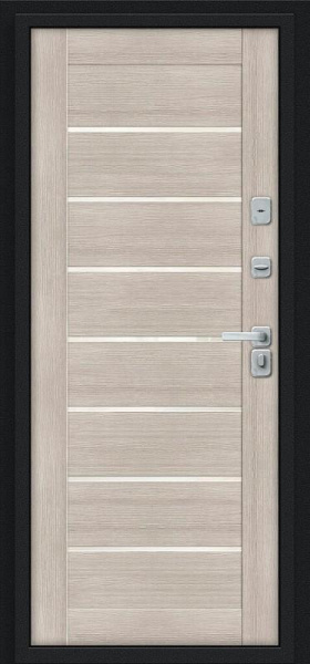 Металлическая дверь Техно Д2/BChrome Букле черное/Cappuccino Melinga