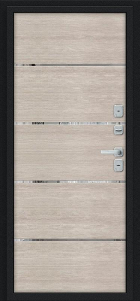 Металлическая дверь Лайн/BChrome Букле черное/Cappuccino Melinga