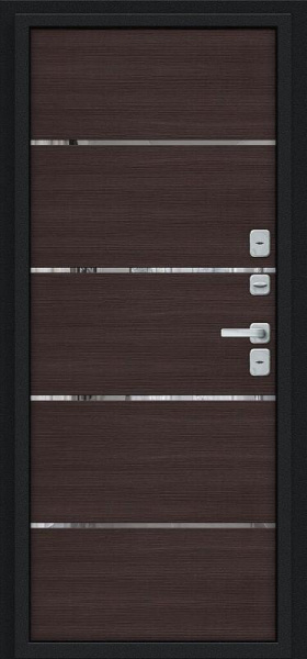 Металлическая дверь Лайн/BChrome Букле черное/Wenge Melinga