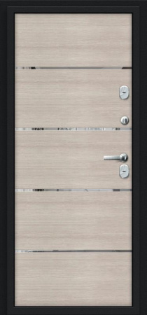 Металлическая дверь Thermo Лайн Букле чёрное/Cappuccino Veralinga