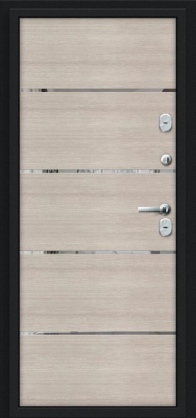 Металлическая дверь Thermo Лайн Букле чёрное/Cappuccino Veralinga